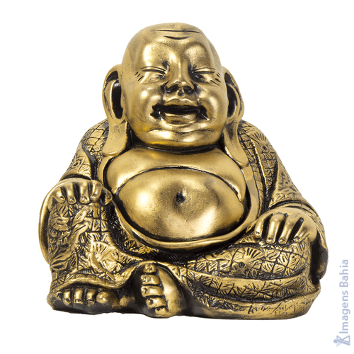 Imagem de Buda dourado com manto trabalhado de 25cm