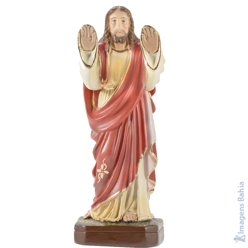 Imagem de Cristo Abençoando (Manto Vermelho Braço Para Frente) de 20cm