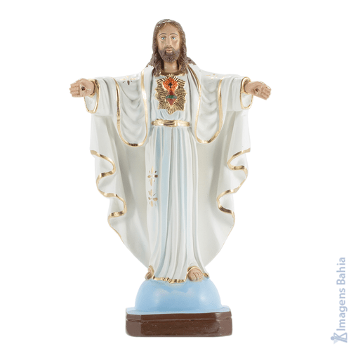 Imagem de Cristo Redentor (Mão Resina)( Manto Branco) de 20cm