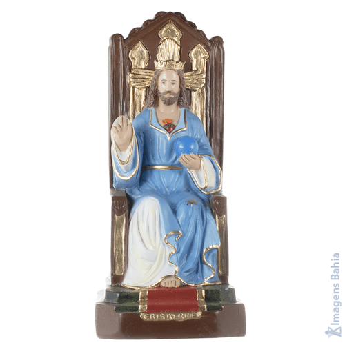 Imagem de Cristo Rei Sentado (Manto Azul ) de 20cm