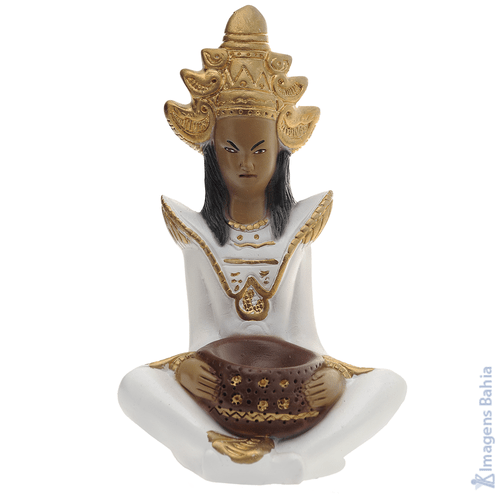 Imagem de Deusa Hindu com roupa branca em resina de 20cm