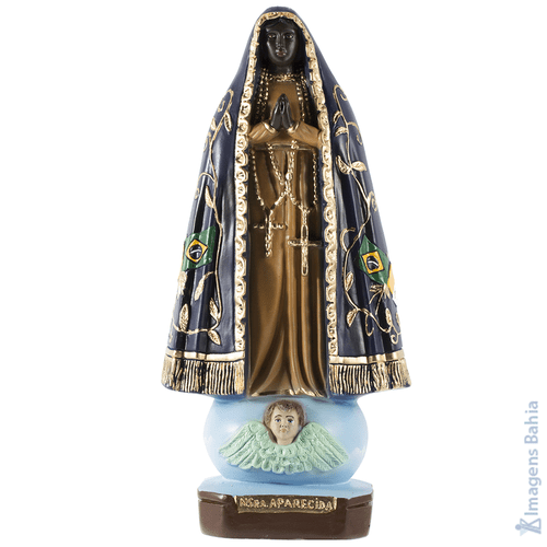 Nossa Senhora Aparecida com coroa de metal de 40cm