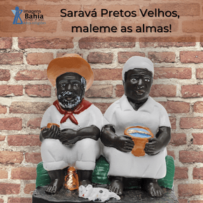 Casal de Pretos Velhos em resina de 10cm