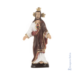 Coração de Jesus com manto vermelho em resina de 10cm