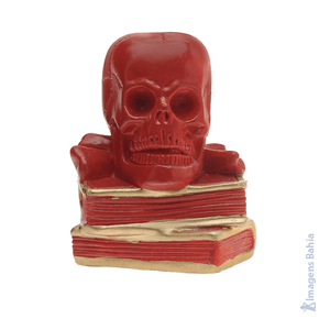 Imagem de Crânio sobre livros (Vermelho) de 10cm