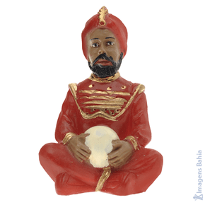 Imagem Deus Hindu com bola e roupa vermelha em resina de 10cm