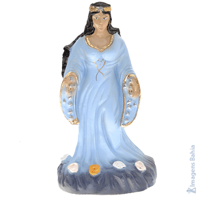 Imagem de Iemanjá em resina com roupa azul de 10cm