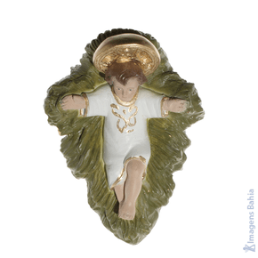 Imagem de Menino Jesus Com Manjedoura (Azul) de 15cm