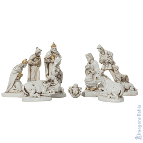 Imagem de Presépio com 10 peças pintura bege e dourada de 12cm